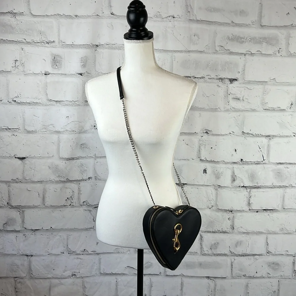 Rebecca Minkoff Heart Crossbody Bag Black Gold Silver - Picture 10 of 16